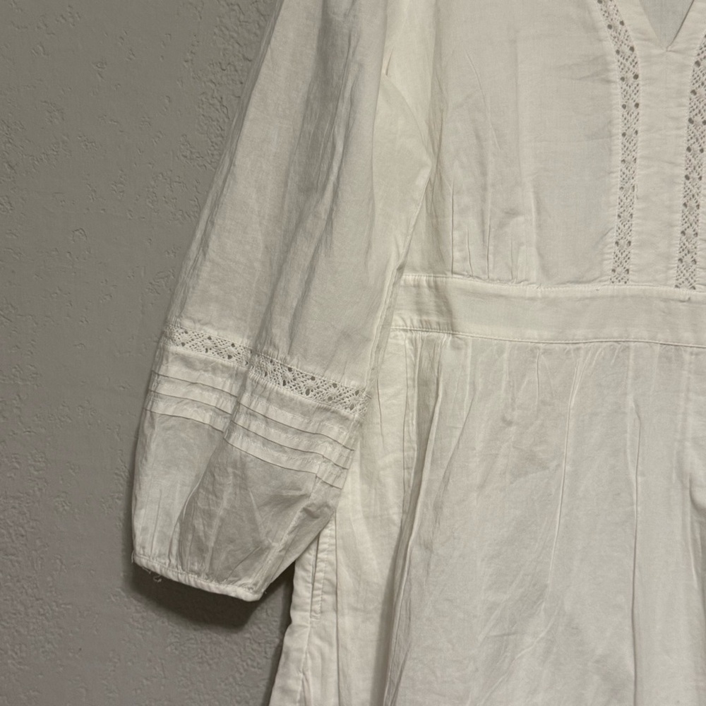 Women's J. Crew White 100% Cotton Long Sleeve Dress - Picture 4 of 10